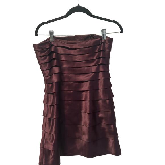 Laundry by design Purple Eggplant Silky Satin Ruffle Dress 4 NWT MSRP $295 - Picture 1 of 6